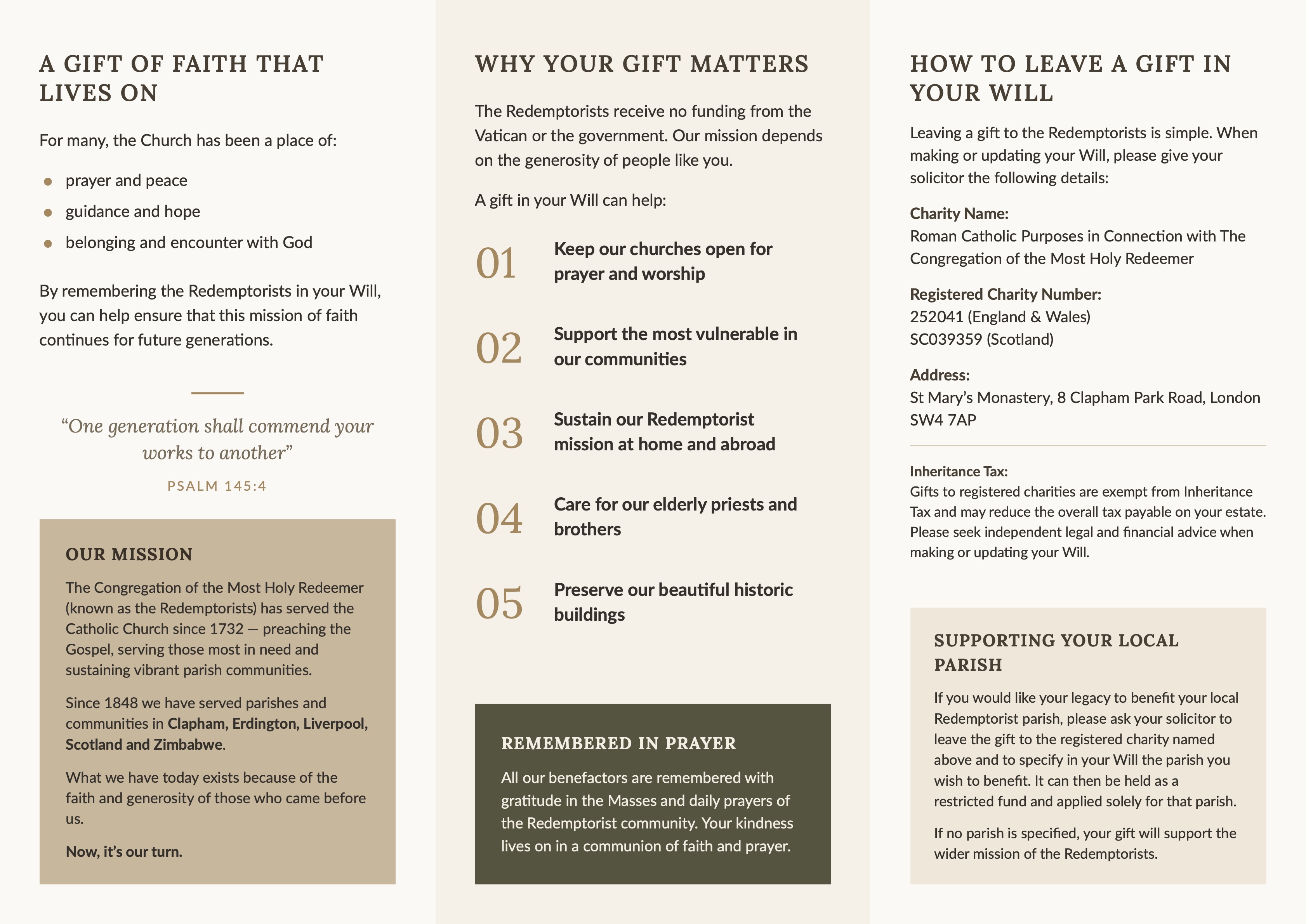 redemptorists legacy pamphlet a gift in your will 2